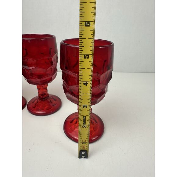 Viking Glass Georgian Wine Goblet 4 Ruby 5 1/4" T ca 1940-1980 - Picture 3 of 5